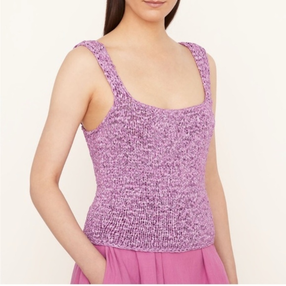 Vince Size L • Purple Textured Square Neck Camisole Woven Knit Top.
